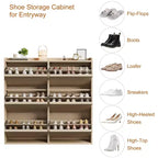 Meuble à chaussures GustoWave avec 6 tiroirs abattants, armoire à chaussures en bois avec étagère réglable, rangement à chaussures