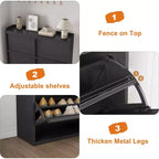 Meuble à chaussures GustoWave avec 6 tiroirs abattants, armoire à chaussures en bois avec étagère réglable, rangement à chaussures