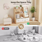 Étagère à livres pour enfants SUGIFT, organisateur de cubes et rangement de jouets avec bacs en tissu, présentoir à livres frontal, organisateur en bois pour salle de jeux et chambre d'enfant.