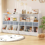 Étagère à livres pour enfants SUGIFT, organisateur de cubes et rangement de jouets avec bacs en tissu, présentoir à livres frontal, organisateur en bois pour salle de jeux et chambre d'enfant.
