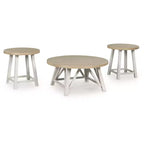 Signature Design by Ashley Fawndell 3-Piece Coffee Table Set with End Tables - Antique White/Brown Finish