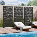 MAYEERTY Star 01 Black Galvanized Steel Room Divider, 72x35x16, 6-Piece Double-Sided Home Privacy Screen