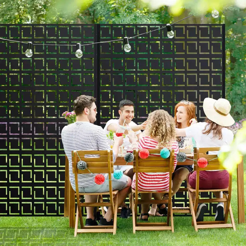 MAYEERTY 72x47 Écran de Panneau d'Intimité Naturel Extérieur Noir, Ensemble de 6 Panneaux Pliants Naturels pour Cour et Jardin