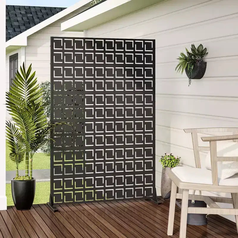 MAYEERTY 72x47 Écran de Panneau d'Intimité Naturel Extérieur Noir, Ensemble de 6 Panneaux Pliants Naturels pour Cour et Jardin