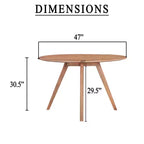 Table de salle à manger Royal Hampton | Plateau rond de 120 cm | Bois de manguier naturel marron fait main | Piétement oblique à quatre pieds