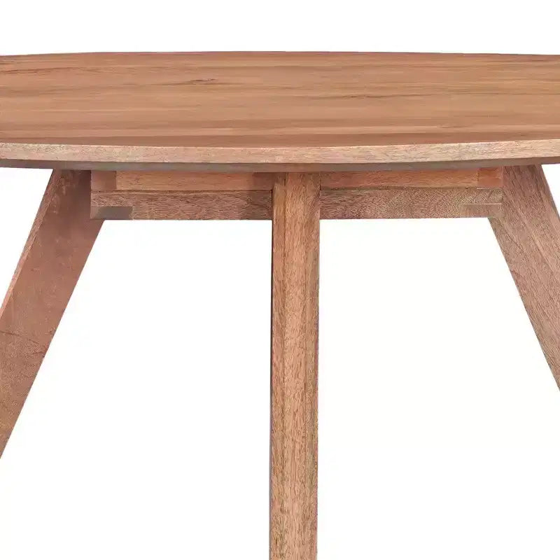 Table de salle à manger Royal Hampton | Plateau rond de 120 cm | Bois de manguier naturel marron fait main | Piétement oblique à quatre pieds