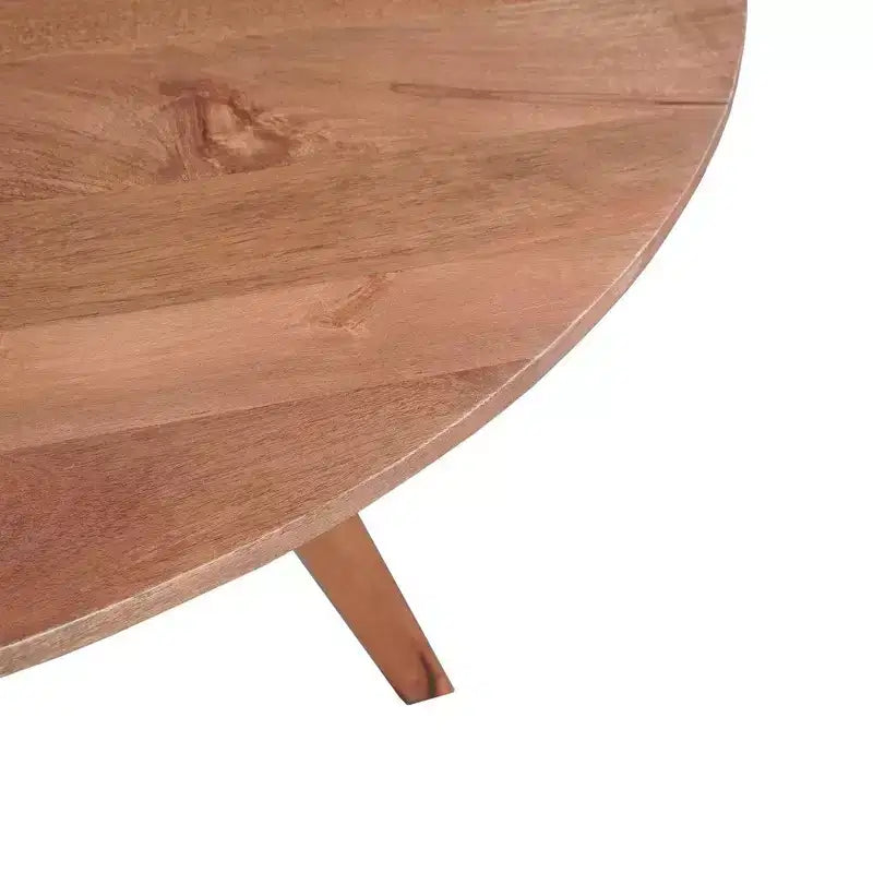 Table de salle à manger Royal Hampton | Plateau rond de 120 cm | Bois de manguier naturel marron fait main | Piétement oblique à quatre pieds