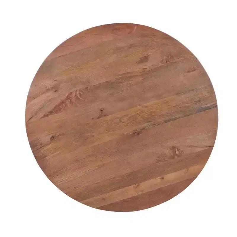 Table de salle à manger Royal Hampton | Plateau rond de 120 cm | Bois de manguier naturel marron fait main | Piétement oblique à quatre pieds