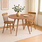 Table de salle à manger Royal Hampton | Plateau rond de 120 cm | Bois de manguier naturel marron fait main | Piétement oblique à quatre pieds