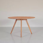 Table de salle à manger Royal Hampton | Plateau rond de 120 cm | Bois de manguier naturel marron fait main | Piétement oblique à quatre pieds