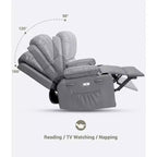 Fauteuil inclinable de massage, fauteuil inclinable pivotant en cuir PU pour salon, chambre de bébé ou cinéma maison, canapé inclinable ergonomique avec porte-gobelets