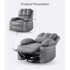Fauteuil inclinable de massage, fauteuil inclinable pivotant en cuir PU pour salon, chambre de bébé ou cinéma maison, canapé inclinable ergonomique avec porte-gobelets