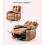 Fauteuil inclinable de massage, fauteuil inclinable pivotant en cuir PU pour salon, chambre de bébé ou cinéma maison, canapé inclinable ergonomique avec porte-gobelets