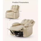 Fauteuil inclinable de massage, fauteuil inclinable pivotant en cuir PU pour salon, chambre de bébé ou cinéma maison, canapé inclinable ergonomique avec porte-gobelets