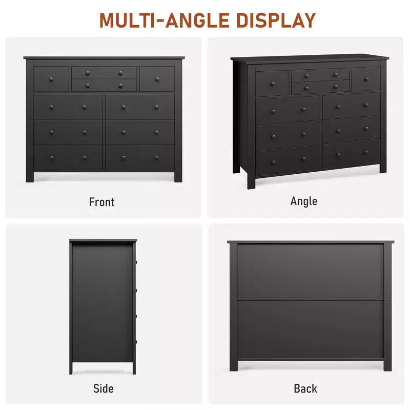 Commode à 10 tiroirs pour chambre à coucher, commode en bois de 120 cm de large, organisateur de rangement de vêtements, meuble TV pour salon, couloir, chambre à coucher