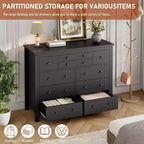 Commode à 10 tiroirs pour chambre à coucher, commode en bois de 120 cm de large, organisateur de rangement de vêtements, meuble TV pour salon, couloir, chambre à coucher