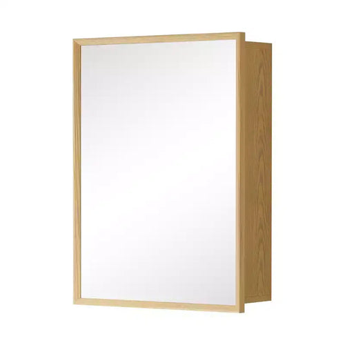 Armoire murale de salle de bain avec miroir, armoire de rangement en bois de chêne avec étagères réglables pour l'organisation de la salle de bain