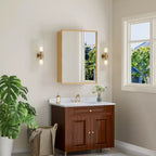 Armoire murale de salle de bain avec miroir, armoire de rangement en bois de chêne avec étagères réglables pour l'organisation de la salle de bain