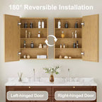 Armoire murale de salle de bain avec miroir, armoire de rangement en bois de chêne avec étagères réglables pour l'organisation de la salle de bain