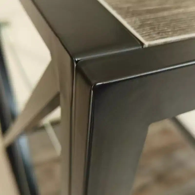 Table de Chevet/d'Appoint Industrielle Moderne - Dessus en Verre Trempé et Bois MDF Naturel avec Cadre Métallique pour Chambre et Salon