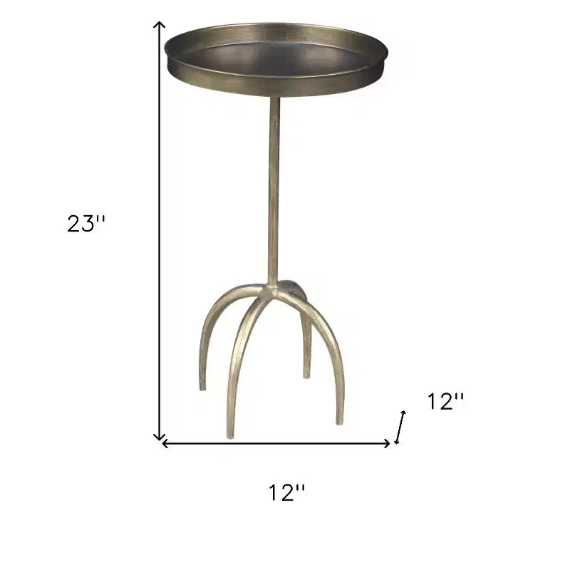 HomeRoots 23 Table d'appoint ronde en fer vieilli sur pied en laiton