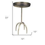 HomeRoots 23 Table d'appoint ronde en fer vieilli sur pied en laiton