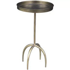 HomeRoots 23 Table d'appoint ronde en fer vieilli sur pied en laiton