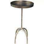 HomeRoots 23 Table d'appoint ronde en fer vieilli sur pied en laiton
