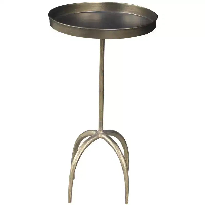 HomeRoots 23 Table d'appoint ronde en fer vieilli sur pied en laiton