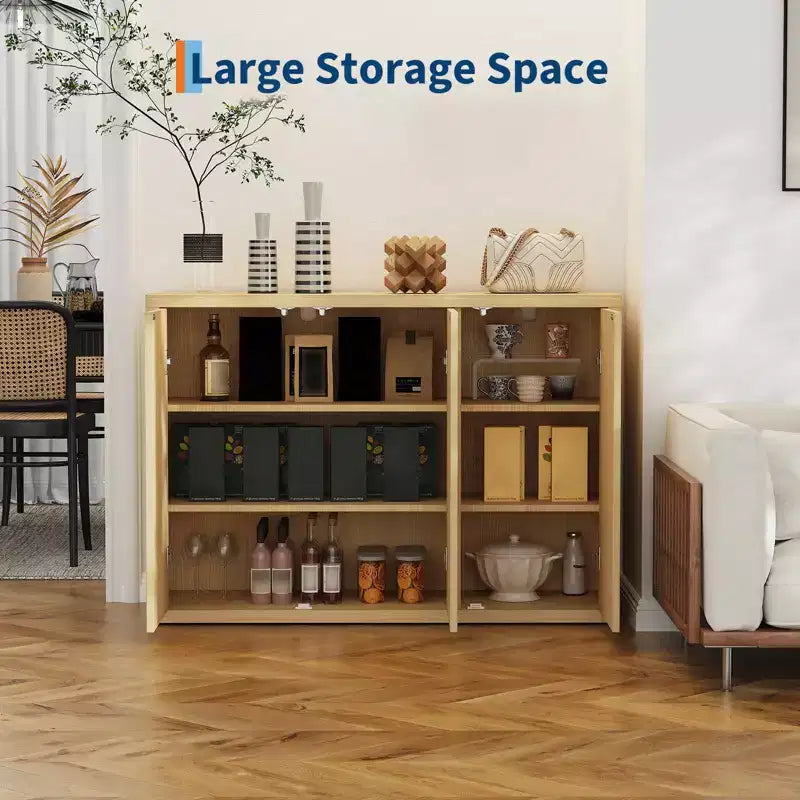46,7 Buffet de salle à manger, Meuble de bar à café pour entrée, Meuble TV, Buffet bas en bois pour cuisine et salon