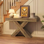 Lantine 55 Table Console d'entrée, Table Console Étroite Design en X, pour Salon, Couloir, Entrée, Marron Rustique