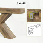 Lantine 55 Table Console d'entrée, Table Console Étroite Design en X, pour Salon, Couloir, Entrée, Marron Rustique