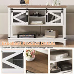 Table d'entrée avec portes coulissantes façon grange, Console de ferme avec rangement, Table de canapé rustique avec étagère réglable pour entrée, couloir, salon