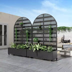 MAYEERTY 72x47 Jardinière arquée en fer noir avec treillis, ensemble de 3 pièces pour décoration de jardin, terrasse et balcon