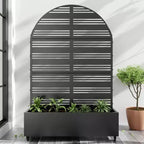 MAYEERTY 72x47 Jardinière arquée en fer noir avec treillis, ensemble de 3 pièces pour décoration de jardin, terrasse et balcon