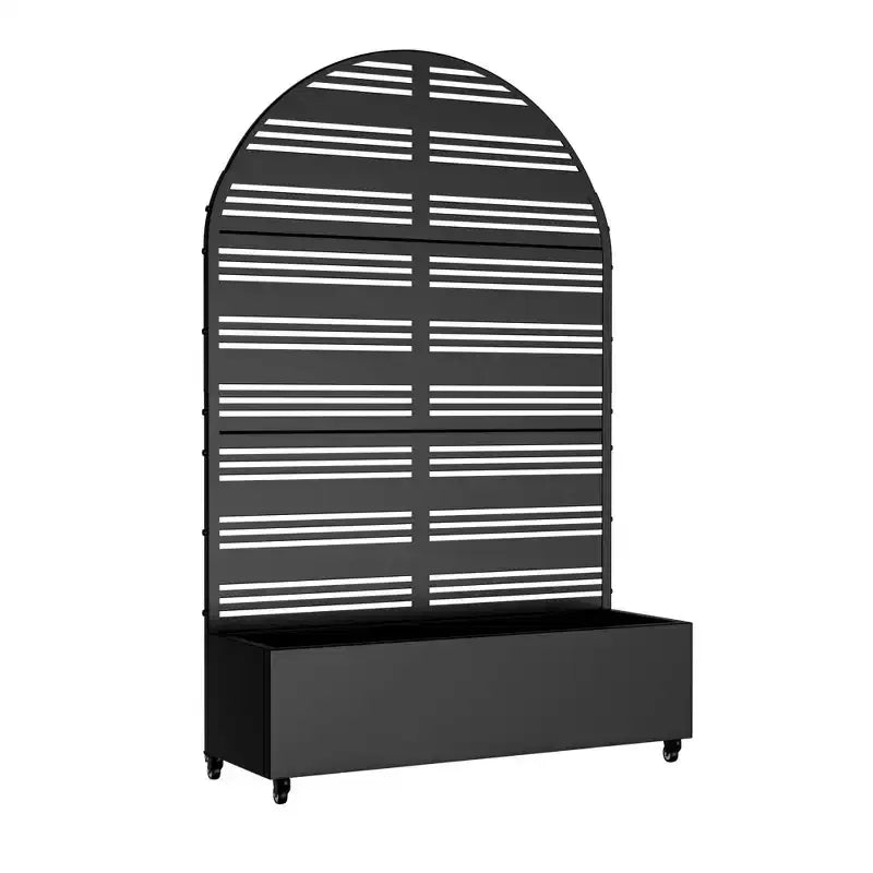 MAYEERTY 72x47 Jardinière arquée en fer noir avec treillis, ensemble de 3 pièces pour décoration de jardin, terrasse et balcon