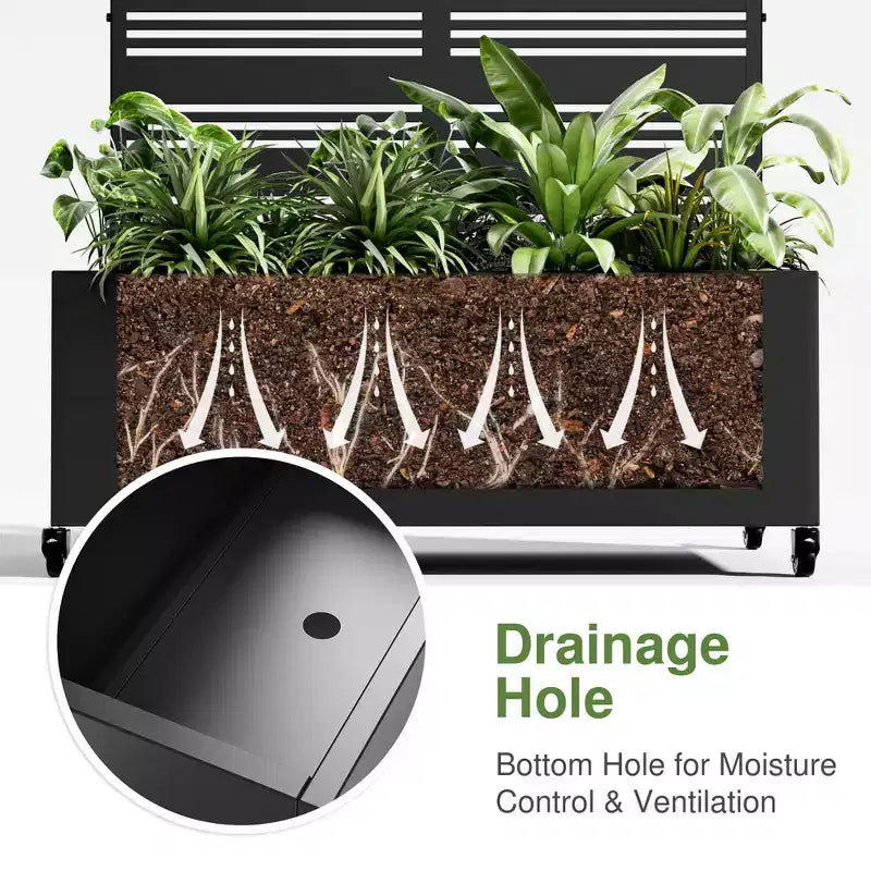 MAYEERTY 72x47 Jardinière arquée en fer noir avec treillis, ensemble de 3 pièces pour décoration de jardin, terrasse et balcon