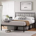 Full Bed Frame, Full Size Platform Bed Frame with Headboard, Heavy Duty Metal Slat Support, Mattress Foundation, Noise Free Design, Easy Installation