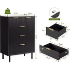 COZONY Commode à 5 Tiroirs Ondulés, Commode Haute en Bois avec Rangement Profond pour Chambre, Nurserie, Salon, Couloir, Placard