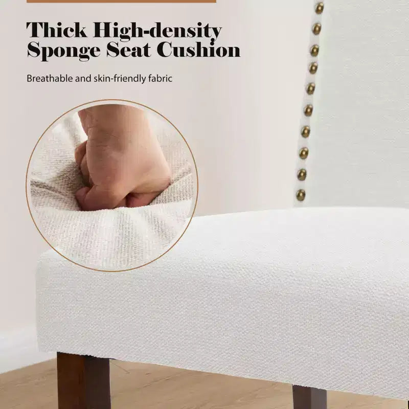 Okak Lot de 2 chaises de salle à manger à dossier haut en PU avec garniture cloutée, chaises de salle à manger d'appoint sans accoudoirs pour salle à manger, cuisine