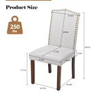Okak Lot de 2 chaises de salle à manger à dossier haut en PU avec garniture cloutée, chaises de salle à manger d'appoint sans accoudoirs pour salle à manger, cuisine