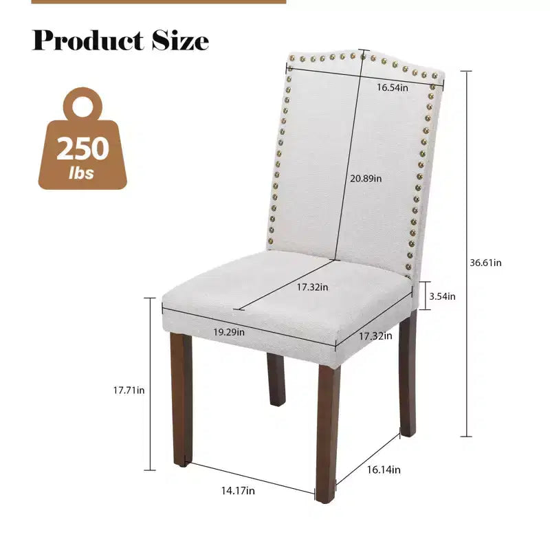 Okak Lot de 2 chaises de salle à manger à dossier haut en PU avec garniture cloutée, chaises de salle à manger d'appoint sans accoudoirs pour salle à manger, cuisine