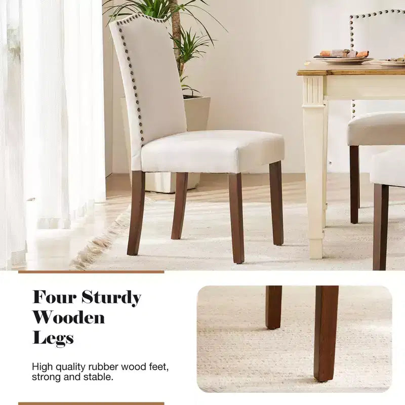 Okak Lot de 2 chaises de salle à manger à dossier haut en PU avec garniture cloutée, chaises de salle à manger d'appoint sans accoudoirs pour salle à manger, cuisine