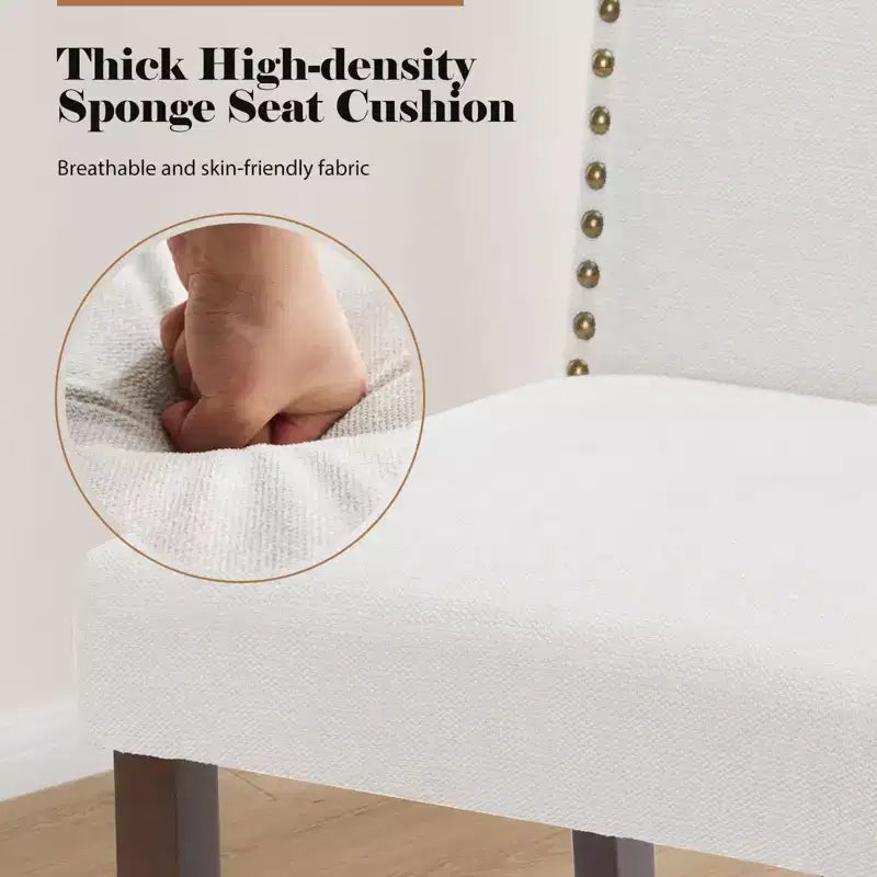 Okak Lot de 2 chaises de salle à manger à dossier haut en PU avec garniture cloutée, chaises de salle à manger d'appoint sans accoudoirs pour salle à manger, cuisine