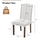 Okak Lot de 2 chaises de salle à manger à dossier haut en PU avec garniture cloutée, chaises de salle à manger d'appoint sans accoudoirs pour salle à manger, cuisine