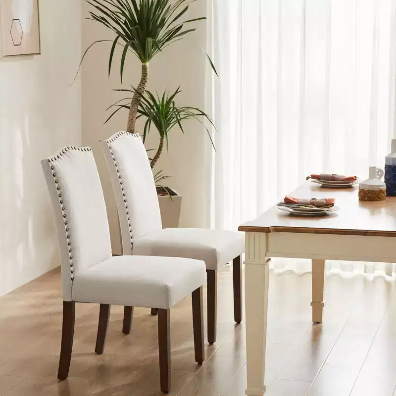 Okak Set of 2 PU Upholstered High Back Dining Chair with Nailhead Trim,Armless Accent Dining Chairs for Dining Room,Kitchen