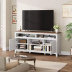 Meuble TV de 160 cm, consoles TV de style ferme moderne pour salon avec étagères réglables, meuble TV pour maison/bureau