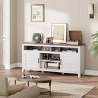 Meuble TV de 160 cm, consoles TV de style ferme moderne pour salon avec étagères réglables, meuble TV pour maison/bureau