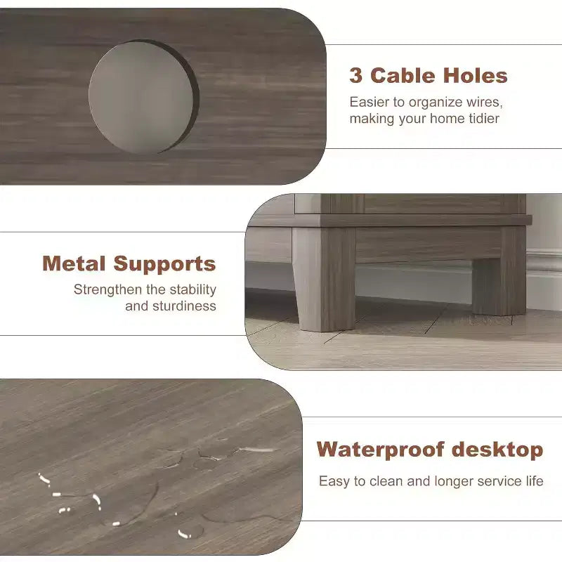 Meuble TV de 160 cm, consoles TV de style ferme moderne pour salon avec étagères réglables, meuble TV pour maison/bureau