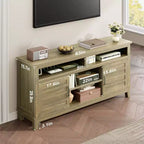 Meuble TV de 160 cm, consoles TV de style ferme moderne pour salon avec étagères réglables, meuble TV pour maison/bureau